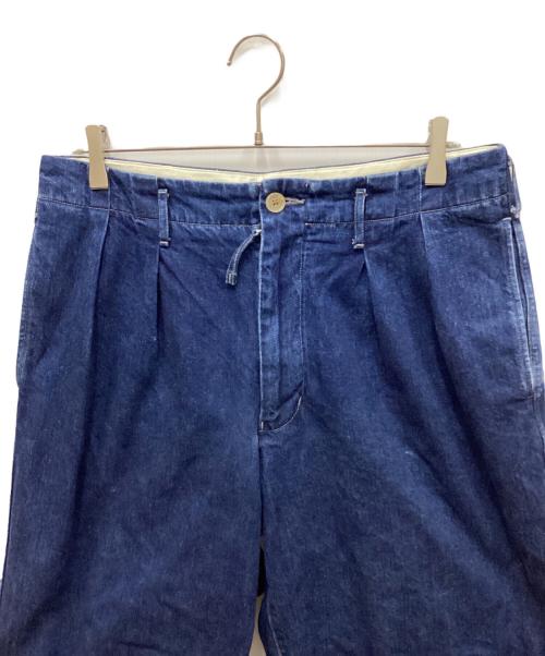 UNFIL（アンフィル）UNFIL (アンフィル) cotton-denim 2 tuck trousers コットンデニム2タックトラウザー サイズ:5の古着・服飾アイテム