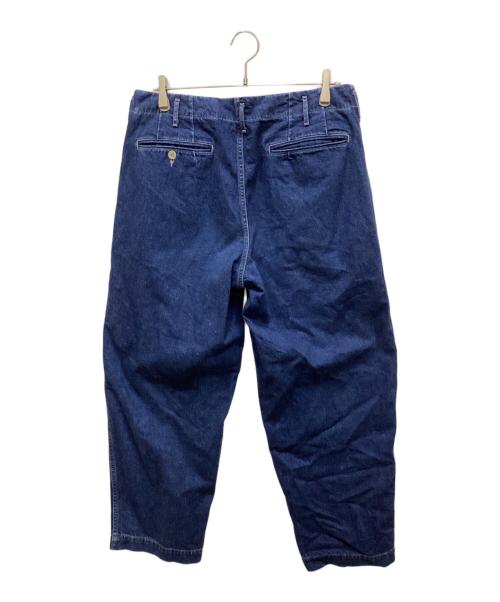 UNFIL（アンフィル）UNFIL (アンフィル) cotton-denim 2 tuck trousers コットンデニム2タックトラウザー サイズ:5の古着・服飾アイテム