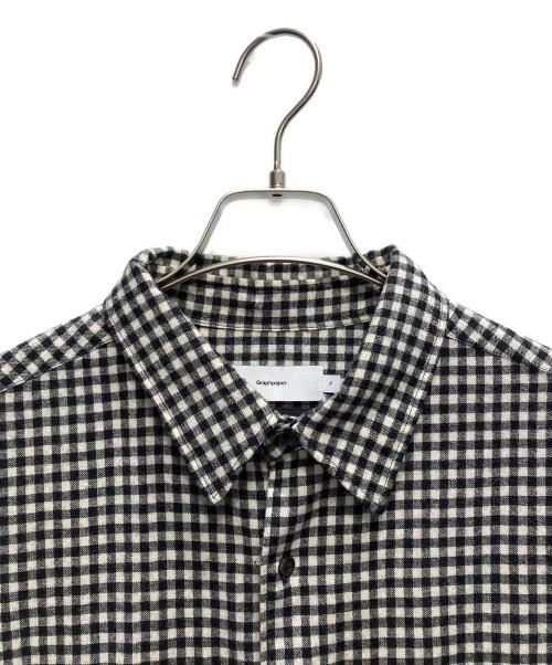 Graphpaper（グラフペーパー）Graphpaper (グラフペーパー) Marzotto Gingham Oversized Shirt ホワイト×ブラック サイズ:FREEの古着・服飾アイテム