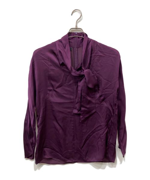 AKRIS（アクリス）AKRIS (アクリス) シルクボウタイブラウス パープル サイズ:US 10の古着・服飾アイテム