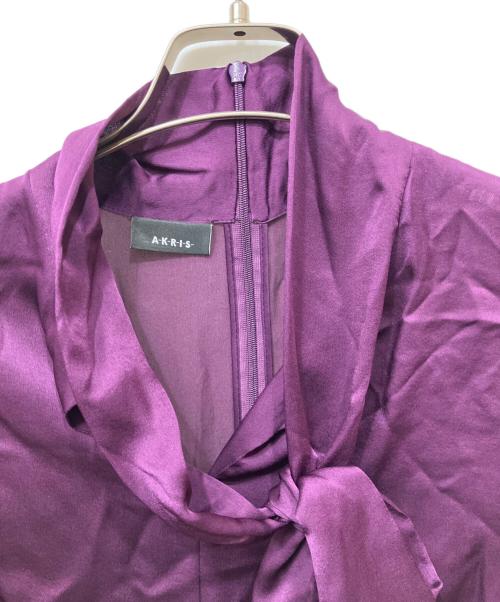 AKRIS（アクリス）AKRIS (アクリス) シルクボウタイブラウス パープル サイズ:US 10の古着・服飾アイテム