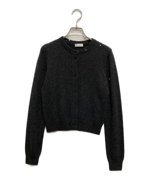 BRUNELLO CUCINELLI（ブルネロクチネリ）BRUNELLO CUCINELLI (ブルネロクチネリ) カシミヤシルクスパンコールカーディガン チャコールグレー サイズ:XSの古着・服飾アイテム