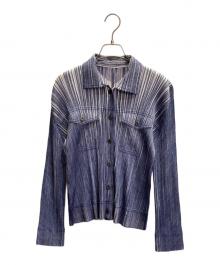 PLEATS PLEASE（プリーツプリーズ）の古着「プリーツシャツ」｜ブルー
