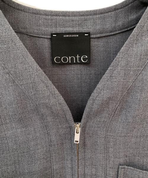 Conte（コンテ）Conte (コンテ) Vネック オールインワン グレー サイズ:FREEの古着・服飾アイテム