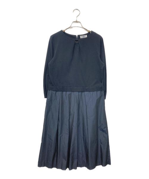 J.PRESS（ジェイプレス）J.PRESS (ジェイプレス) ブロッキングタックワンピース ネイビー サイズ:11の古着・服飾アイテム