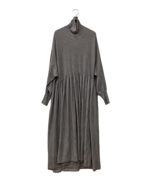 Curensology（カレンソロジー）Curensology (カレンソロジー) ウールハイネックギャザーワンピース グレー サイズ:Freeの古着・服飾アイテム