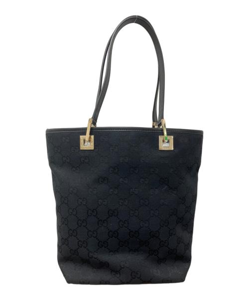 GUCCI（グッチ）GUCCI (グッチ) キャンバスハンドバッグ ブラックの古着・服飾アイテム
