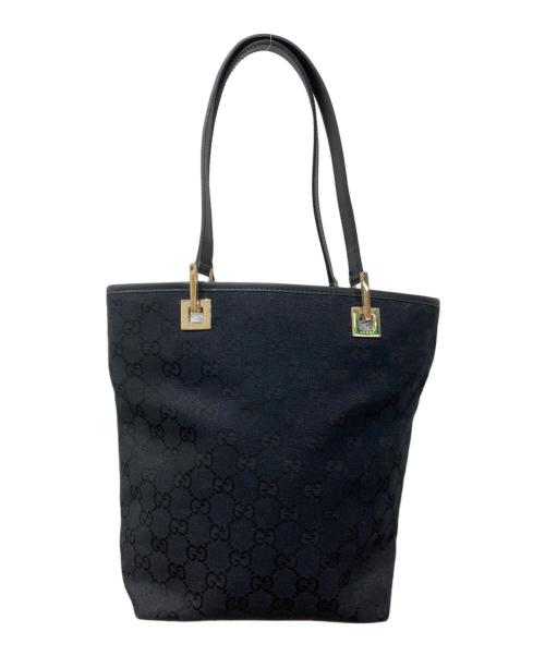 GUCCI（グッチ）GUCCI (グッチ) キャンバスハンドバッグ ブラックの古着・服飾アイテム
