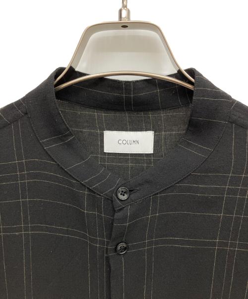 COLUMN（コラム）COLUMN (コラム) ウィンドウペーンバンドカラーシャツ ブラック サイズ:Mの古着・服飾アイテム
