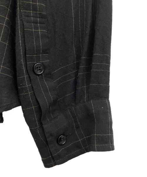 COLUMN（コラム）COLUMN (コラム) ウィンドウペーンバンドカラーシャツ ブラック サイズ:Mの古着・服飾アイテム