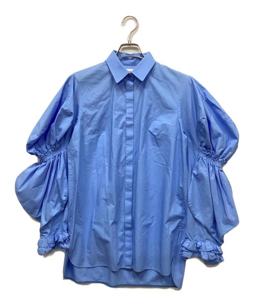 ENFOLD（エンフォルド）ENFOLD (エンフォルド) COブロードカーブフリルシャツ ブルー サイズ:38の古着・服飾アイテム
