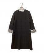 BORDERS at BALCONYボーダーズアットバルコニー）の古着「袖フリル ジャージードレス」｜ブラック