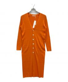 GALERIE VIE（ギャルリーヴィー）の古着「ギザコットンリブVネックロングカーディガン」｜オレンジ