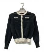 CABANキャバン）の古着「コットンカシミヤ バイカラークルーネックカーディガン」｜グレー