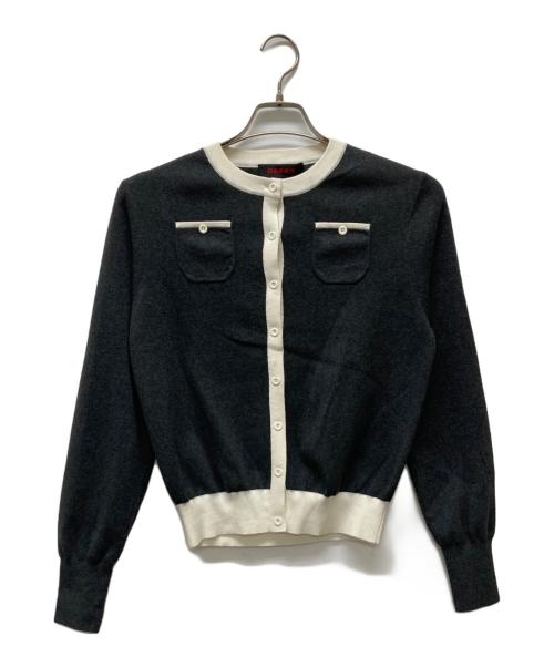 CABAN（キャバン）CABaN (キャバン) コットンカシミヤ バイカラークルーネックカーディガン グレー サイズ:FREEの古着・服飾アイテム