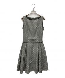 FOXEY NEWYORK（フォクシーニューヨーク）の古着「ドット柄ノースリーブワンピース」｜グレー