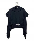 MM6 Maison Margielaエムエムシックスメゾンマルジェラ）の古着「ショートスリーブアシンメトリーTシャツ」｜ブラック