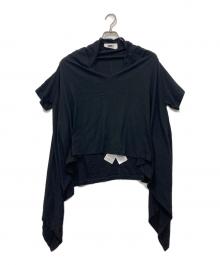 MM6 Maison Margiela（エムエムシックスメゾンマルジェラ）の古着「ショートスリーブアシンメトリーTシャツ」｜ブラック