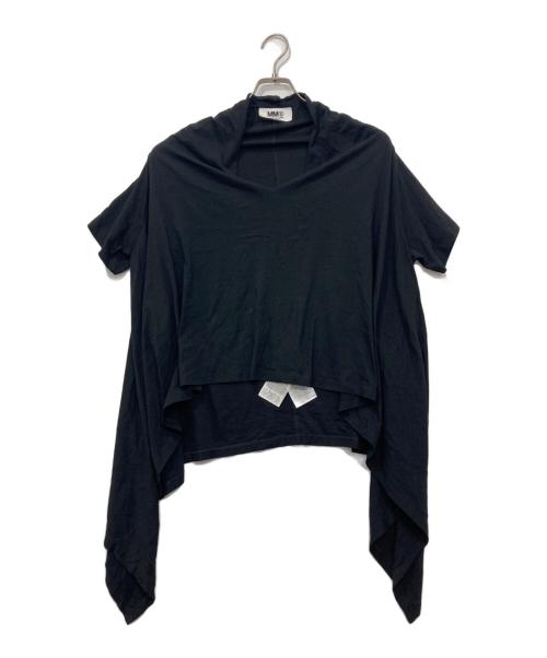 MM6 Maison Margiela（エムエムシックスメゾンマルジェラ）MM6 Maison Margiela (エムエムシックスメゾンマルジェラ) ショートスリーブアシンメトリーTシャツ ブラック サイズ:Mの古着・服飾アイテム