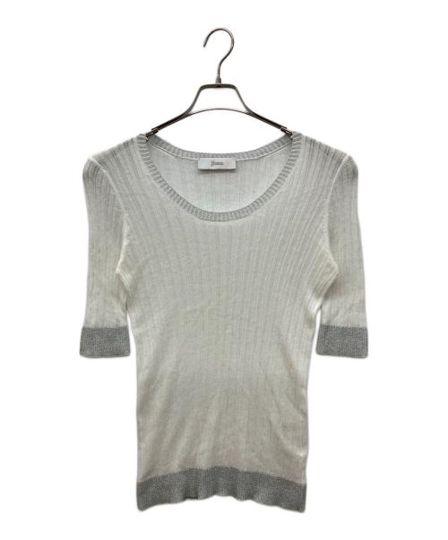 HERNO（ヘルノ）HERNO (ヘルノ) クォータースリーブラメニット　半袖ニット ホワイト サイズ:44の古着・服飾アイテム