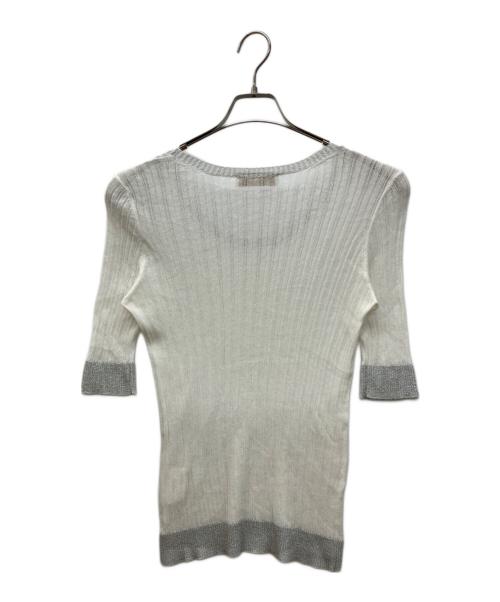 HERNO（ヘルノ）HERNO (ヘルノ) クォータースリーブラメニット　半袖ニット ホワイト サイズ:44の古着・服飾アイテム