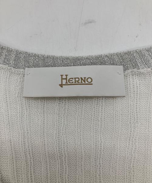 HERNO（ヘルノ）HERNO (ヘルノ) クォータースリーブラメニット　半袖ニット ホワイト サイズ:44の古着・服飾アイテム