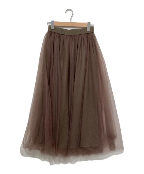 eclat（エクラ）eclat (エクラ) チュールスカート ブラウン サイズ:36 未使用品の古着・服飾アイテム