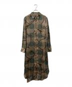 LAUREN RALPH LAURENローレンラルフローレン）の古着「プラッド ツイル シャツドレス」｜グリーン×ブラウン