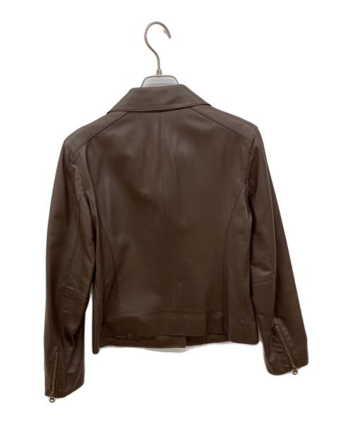 23区（ニジュウサンク）23区 (ニジュウサンク) シープレザー ライダース ジャケット ブラウン サイズ:38の古着・服飾アイテム
