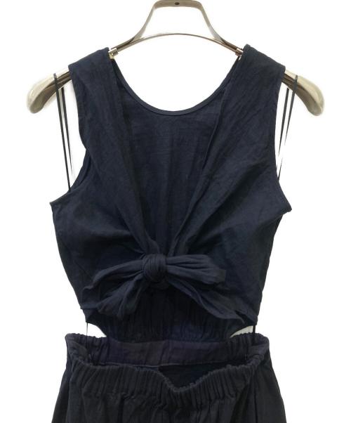 ESTNATION（エストネーション）ESTNATION (エストネーション) バックリボンリネンワンピース ネイビー サイズ:36の古着・服飾アイテム