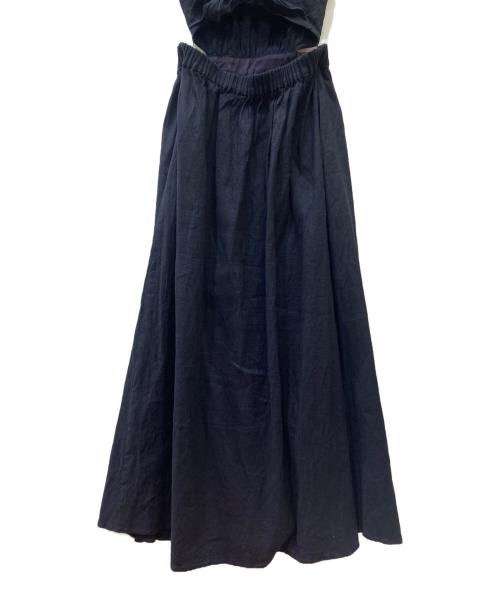 ESTNATION（エストネーション）ESTNATION (エストネーション) バックリボンリネンワンピース ネイビー サイズ:36の古着・服飾アイテム