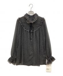 IENA LA BOUCLE（イエナ ラ ブークル）の古着「楊柳プリントフリルブラウス」｜ブラック