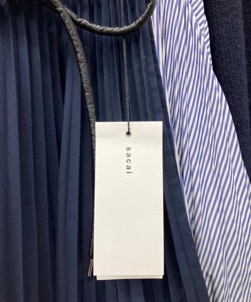 sacai（サカイ）sacai (サカイ) ニットドッキングプリーツワンピース ネイビー サイズ:2の古着・服飾アイテム