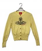 Vivienne Westwood RED LABELヴィヴィアンウエストウッドレッドレーベル）の古着「ドライコットンニットラフステッチオーブ刺繍クルーネックカーディガン」｜イエロー