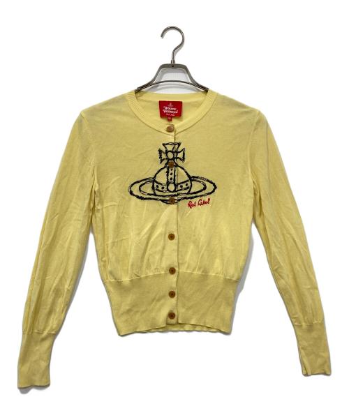 Vivienne Westwood RED LABEL（ヴィヴィアンウエストウッドレッドレーベル）Vivienne Westwood RED LABEL (ヴィヴィアンウエストウッドレッドレーベル) ドライコットンニットラフステッチオーブ刺繍クルーネックカーディガン イエロー サイズ:2の古着・服飾アイテム