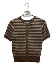 GALERIE VIE（ギャルリーヴィー）の古着「ヘンプセルロース ハーフスリーブカーディガン　半袖カーディガン」｜ブラウン