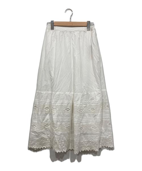 BEARDSLEY（ビアズリー）BEARDSLEY (ビアズリー) たっぷりレーススカート ホワイト サイズ:Fの古着・服飾アイテム