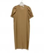 ESTNATIONエストネーション）の古着「コットンタイプライターボリュームワンピース」｜キャメル