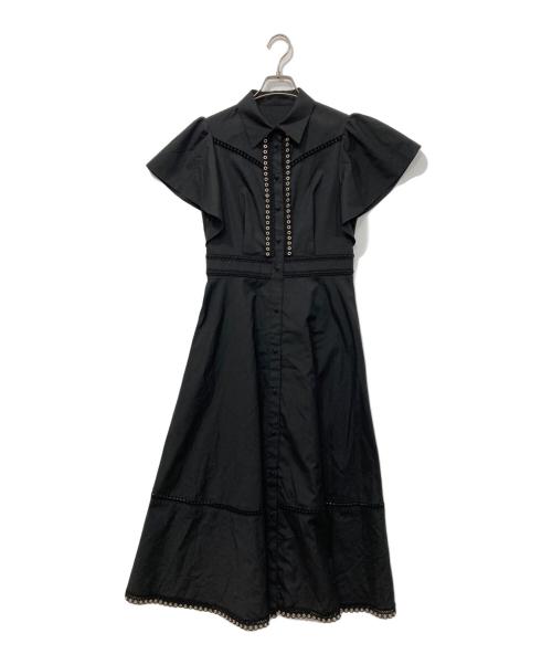 Loulou Willoughby（ルルウィルビー）Loulou Willoughby (ルルウィルビー) レーストリムシャツワンピース ブラック サイズ:2の古着・服飾アイテム