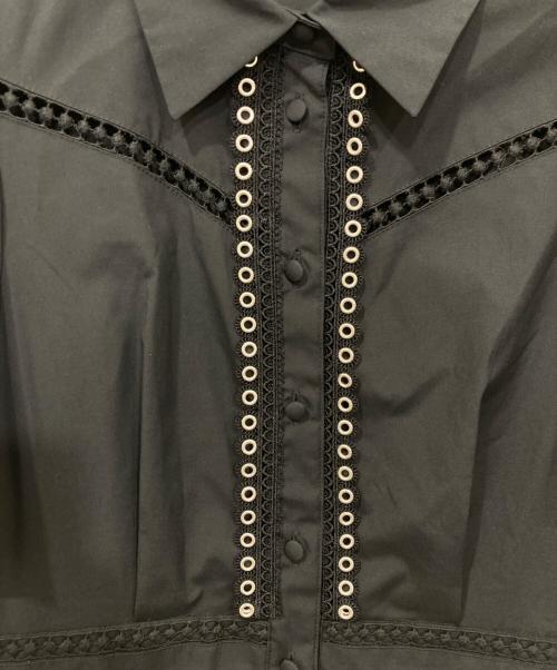 Loulou Willoughby（ルルウィルビー）Loulou Willoughby (ルルウィルビー) レーストリムシャツワンピース ブラック サイズ:2の古着・服飾アイテム