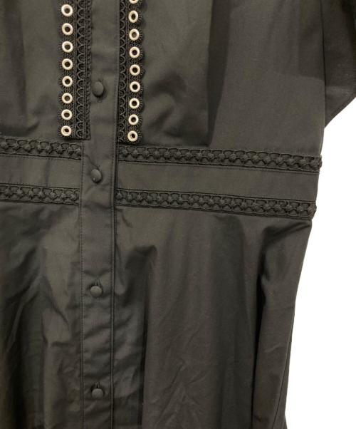 Loulou Willoughby（ルルウィルビー）Loulou Willoughby (ルルウィルビー) レーストリムシャツワンピース ブラック サイズ:2の古着・服飾アイテム