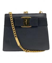 Salvatore Ferragamo（サルヴァトーレ フェラガモ）の古着「ヴァラ チェーンショルダーバッグ」｜ブラック