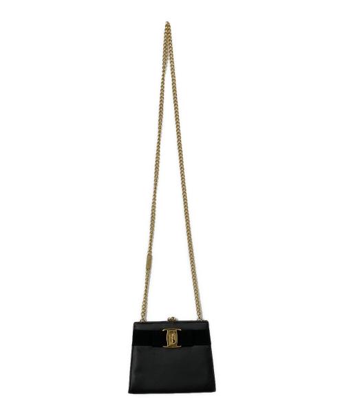 Salvatore Ferragamo（サルヴァトーレ フェラガモ）Salvatore Ferragamo (サルヴァトーレ フェラガモ) ヴァラ チェーンショルダーバッグ ブラックの古着・服飾アイテム