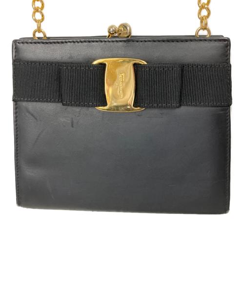 Salvatore Ferragamo（サルヴァトーレ フェラガモ）Salvatore Ferragamo (サルヴァトーレ フェラガモ) ヴァラ チェーンショルダーバッグ ブラックの古着・服飾アイテム