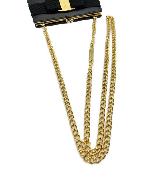 Salvatore Ferragamo（サルヴァトーレ フェラガモ）Salvatore Ferragamo (サルヴァトーレ フェラガモ) ヴァラ チェーンショルダーバッグ ブラックの古着・服飾アイテム