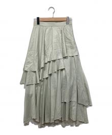 FRAY ID（フレイ アイディー）の古着「イレヘムティアードスカート」｜ミント