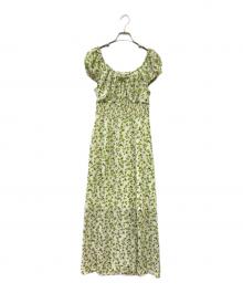 FRAY ID（フレイ アイディー）の古着「フラワープリントオフショルワンピース」｜ミント