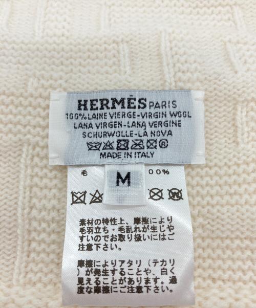 HERMES（エルメス）HERMES (エルメス) セリエボタンニットキャップ オフホワイトの古着・服飾アイテム
