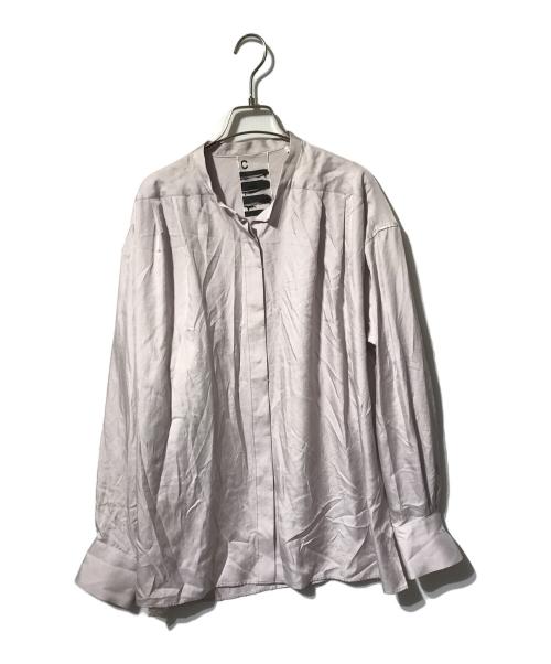 CHAOS（カオス）Chaos (カオス) バンドカラー サイドスリットシャツ/ノーカラーシャツ グレー×ベージュ サイズ:Ｆの古着・服飾アイテム