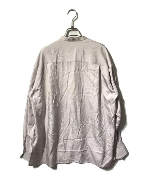 CHAOS（カオス）Chaos (カオス) バンドカラー サイドスリットシャツ/ノーカラーシャツ グレー×ベージュ サイズ:Ｆの古着・服飾アイテム